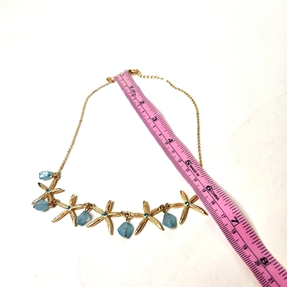 Women's Starfish Beaded Necklace Gold Toned - Picture 3 of 4